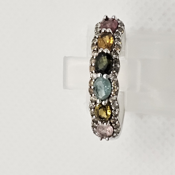 Beautiful Multicolor Tourmaline Ring in Sterling Silver Size 9 - Picture 9 of 9